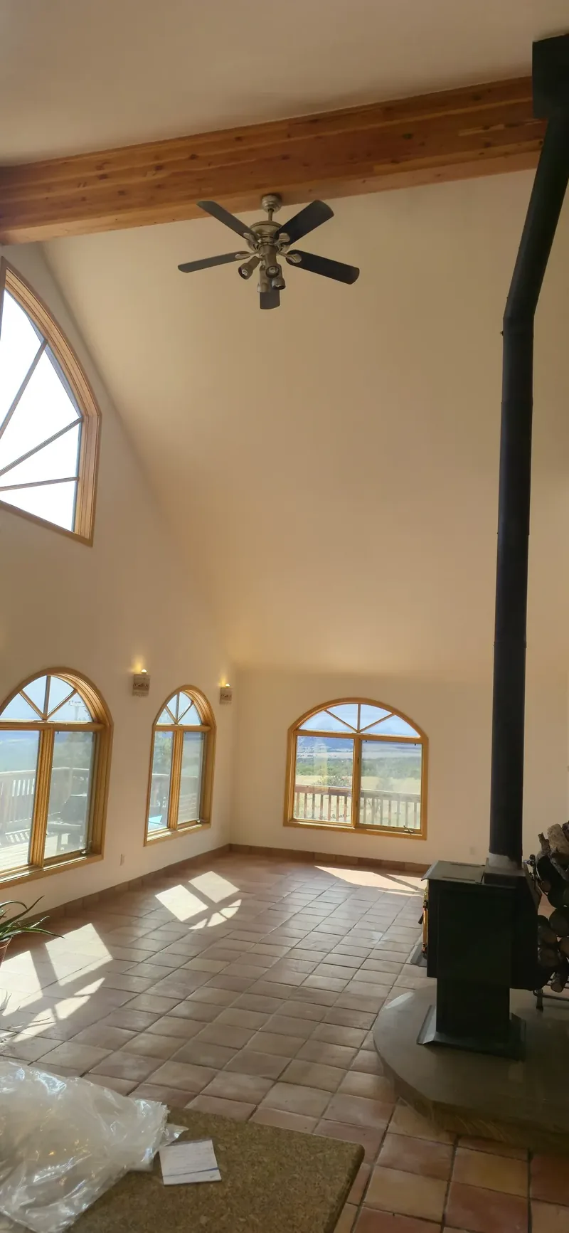Bright interior room with freshly painted walls and trim