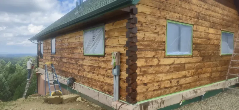 Freshly stained exterior wood boards with an even, deep penetrating finish